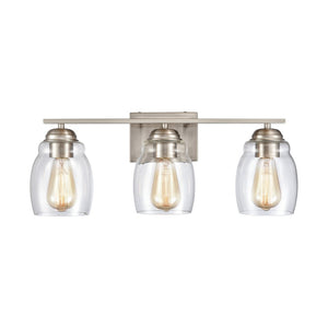 Atlas Calistoga 2-Light Vanity Light Fixture - Elegant Clear Glass Shades for Modern Bathroom Style Brushed Nickel WL11242-NK