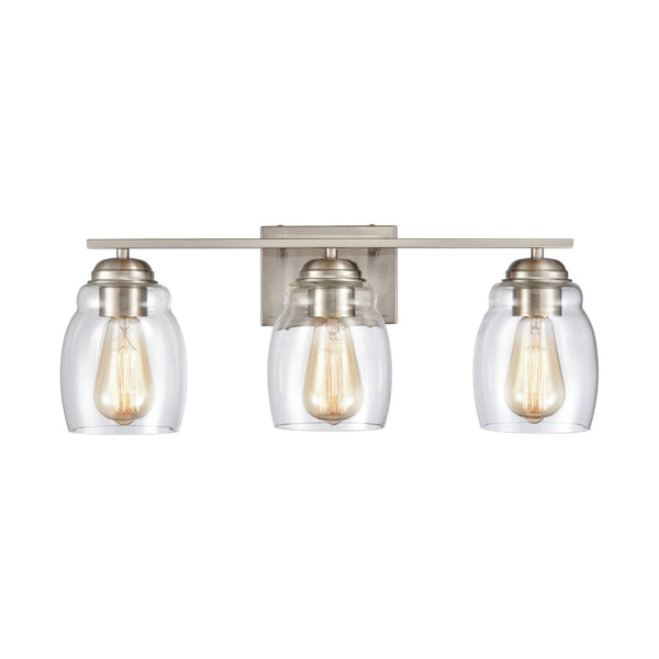 Atlas Calistoga 2-Light Vanity Light Fixture - Elegant Clear Glass Shades for Modern Bathroom Style Brushed Nickel WL11242-NK