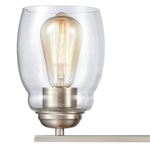 Atlas Calistoga 2-Light Vanity Light Fixture - Elegant Clear Glass Shades for Modern Bathroom Style Brushed Nickel WL11242-NK