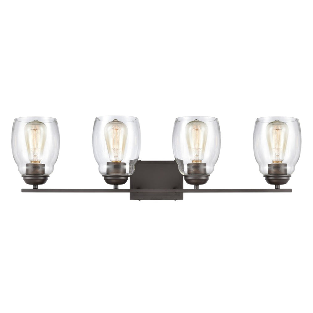 Atlas Calistoga 30.5'' Wide 4-Light Vanity Light Fixture - Modern Oil Rubbed Bronze Design with Glass Shades WL11243-BZ