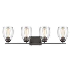 Atlas Calistoga 30.5'' Wide 4-Light Vanity Light Fixture - Modern Oil Rubbed Bronze Design with Glass Shades WL11243-BZ