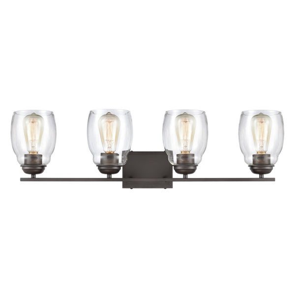 Atlas Calistoga 30.5'' Wide 4-Light Vanity Light Fixture - Modern Oil Rubbed Bronze Design with Glass Shades WL11243-BZ