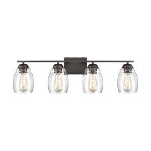 Atlas Calistoga 30.5'' Wide 4-Light Vanity Light Fixture - Modern Oil Rubbed Bronze Design with Glass Shades WL11243-BZ