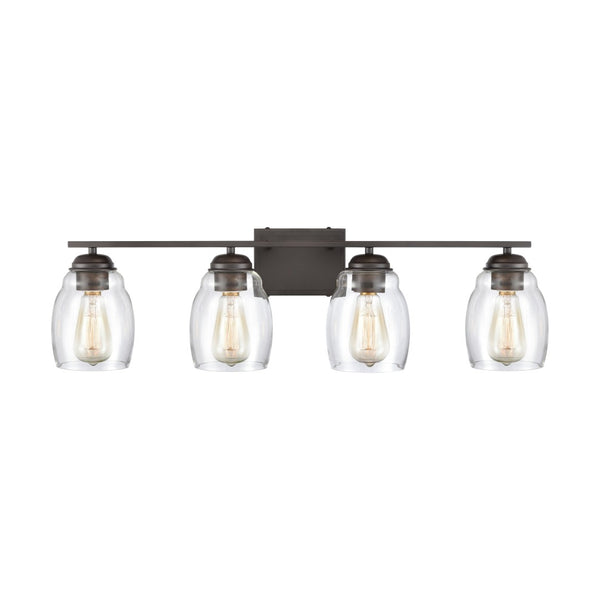 Atlas Calistoga 30.5'' Wide 4-Light Vanity Light Fixture - Modern Oil Rubbed Bronze Design with Glass Shades WL11243-BZ