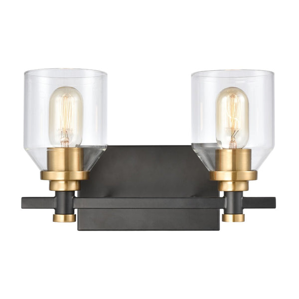 Atlas Cambria 2-Light Vanity Light Fixture - Sophisticated Design with Curved Glass Shades for Modern Elegance Matte Black 13'' WL11244-BK