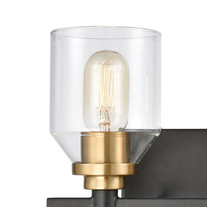 Atlas Cambria 2-Light Vanity Light Fixture - Sophisticated Design with Curved Glass Shades for Modern Elegance Matte Black 13'' WL11244-BK