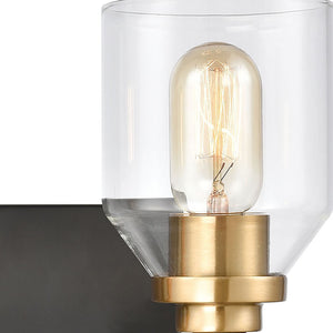 Atlas Cambria 2-Light Vanity Light Fixture - Sophisticated Design with Curved Glass Shades for Modern Elegance Matte Black 13'' WL11244-BK