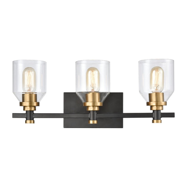 Atlas Cambria 2-Light Vanity Light Fixture - Sophisticated Design with Curved Glass Shades for Modern Elegance Matte Black 20'' WL11245-BK
