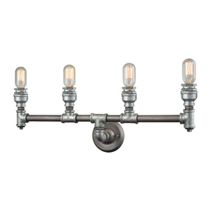 Atlas Cast Iron Pipe 3-Light Vanity Light Fixture - Industrial Chic Design for Contemporary Spaces Weathered Zinc 28'' WL11247-SV