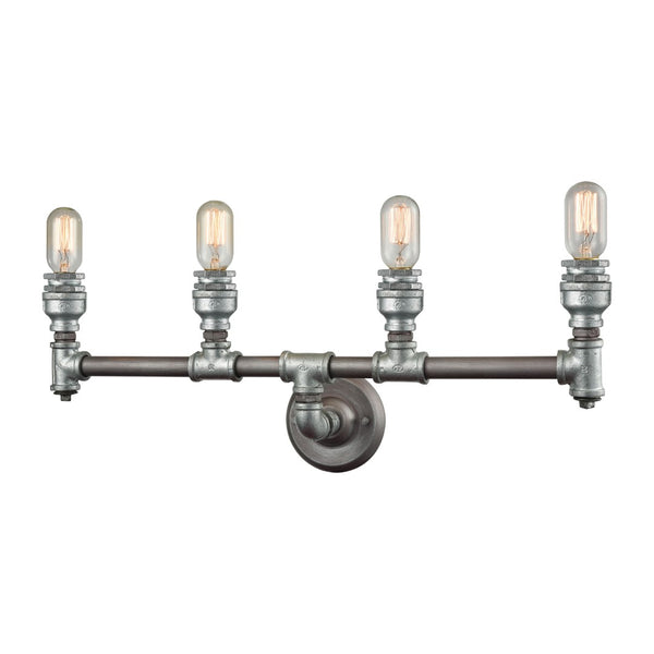 Atlas Cast Iron Pipe 3-Light Vanity Light Fixture - Industrial Chic Design for Contemporary Spaces Weathered Zinc 28'' WL11247-SV