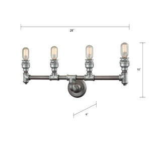 Atlas Cast Iron Pipe 3-Light Vanity Light Fixture - Industrial Chic Design for Contemporary Spaces Weathered Zinc 28'' WL11247-SV