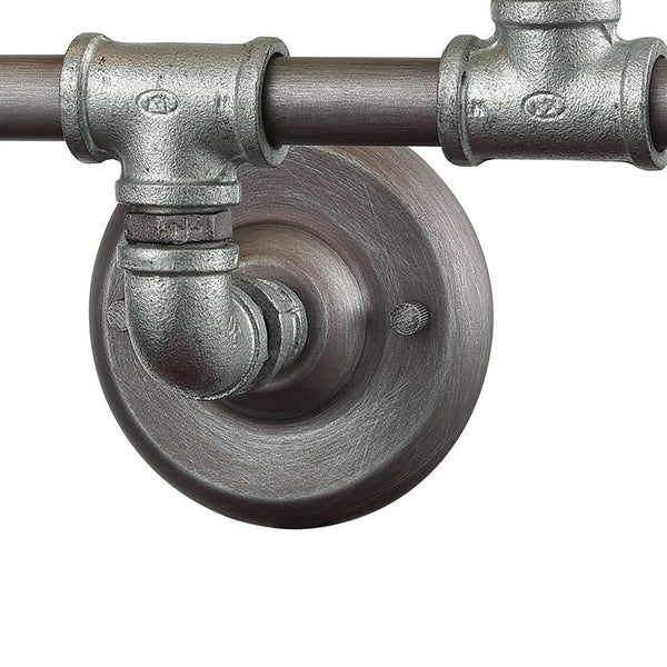 Atlas Cast Iron Pipe 3-Light Vanity Light Fixture - Industrial Chic Design for Contemporary Spaces Weathered Zinc 28'' WL11247-SV