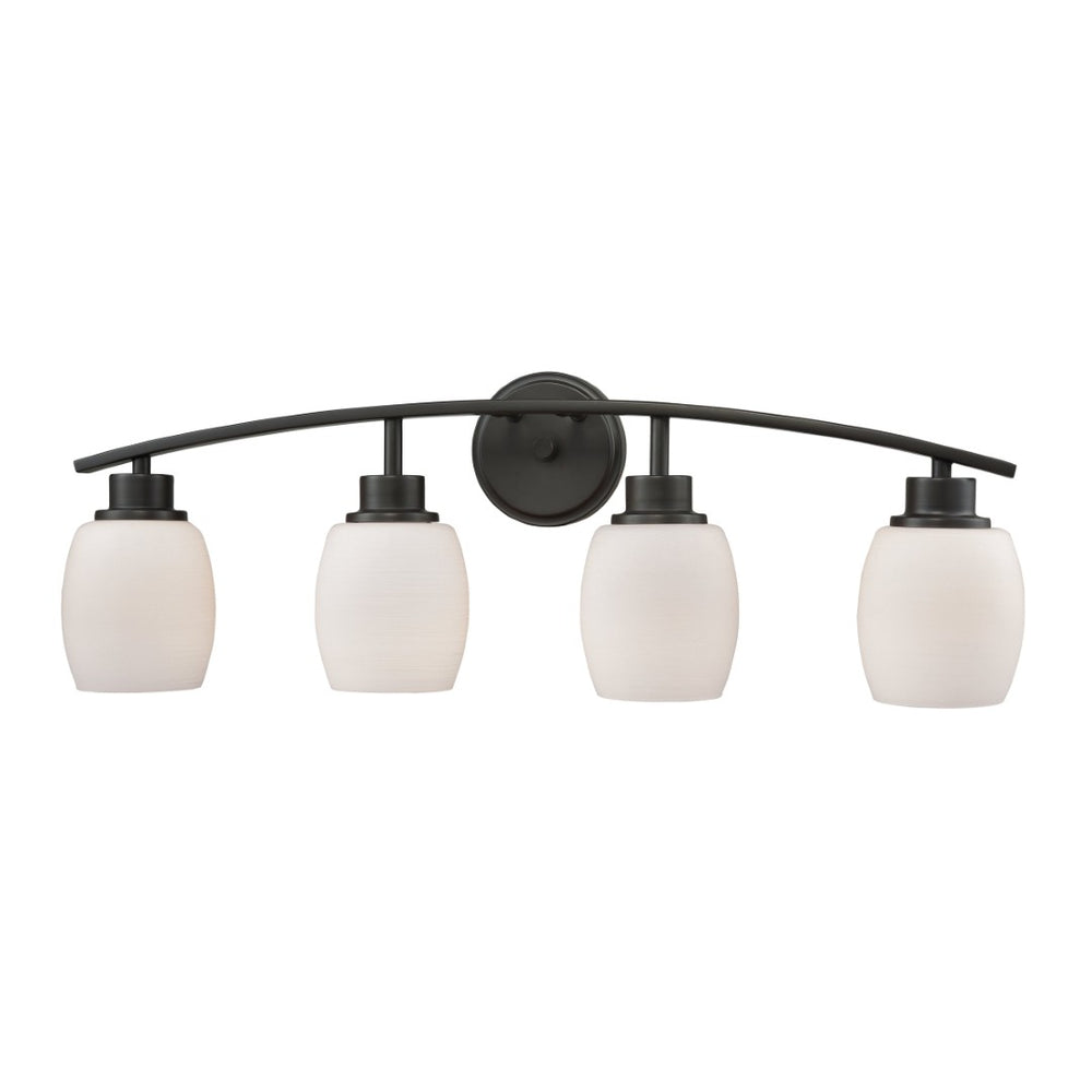 Atlas Casual Mission 4-Light Vanity Light – Timeless Design with Rounded Opal Glass Shades for Warmth Oil Rubbed Bronze WL11248-BZ