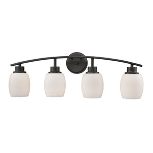Atlas Casual Mission 4-Light Vanity Light – Timeless Design with Rounded Opal Glass Shades for Warmth Oil Rubbed Bronze WL11248-BZ