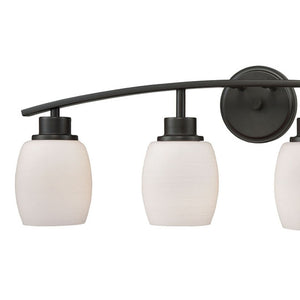 Atlas Casual Mission 4-Light Vanity Light – Timeless Design with Rounded Opal Glass Shades for Warmth Oil Rubbed Bronze WL11248-BZ