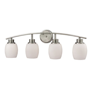 Atlas Casual Mission 4-Light Vanity Light – Timeless Design with Rounded Opal Glass Shades for Warmth Brushed Nickel 28'' WL11248-NK