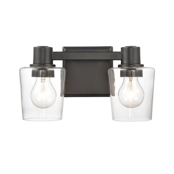 Atlas Celia 2-Light Vanity Light Fixture – Modern Tapered Glass Shades for Elegant Bathroom Illumination Matte Black 12'' WL11251-BK