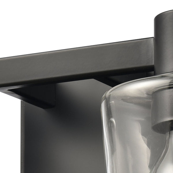 Atlas Celia 2-Light Vanity Light Fixture – Modern Tapered Glass Shades for Elegant Bathroom Illumination Matte Black 12'' WL11251-BK