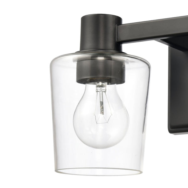 Atlas Celia 2-Light Vanity Light Fixture – Modern Tapered Glass Shades for Elegant Bathroom Illumination Matte Black 12'' WL11251-BK