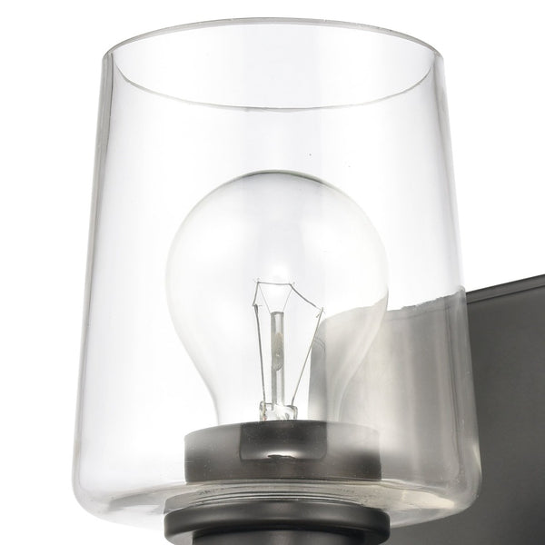 Atlas Celia 2-Light Vanity Light Fixture – Modern Tapered Glass Shades for Elegant Bathroom Illumination Matte Black 5'' WL11252-BK