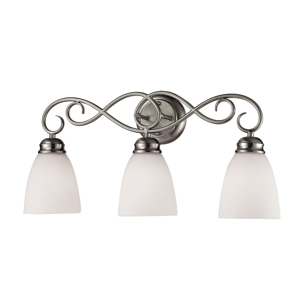 Atlas Chatham 23" 3-Light Vanity Light - Elegant Brushed Nickel Fixture with Opaque Glass Shades WL11255-NK
