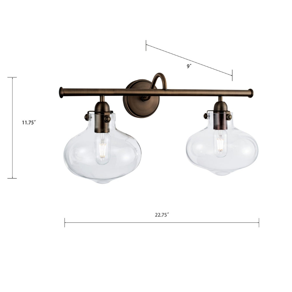 Atlas Clara 2-Light Vanity Light in Architectural Bronze - Timeless Design for Classic Bathroom Elegance WL11257-BZ