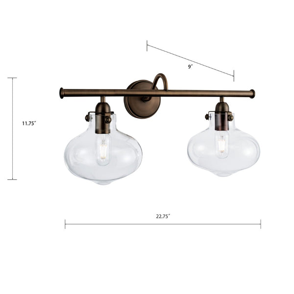 Atlas Clara 2-Light Vanity Light in Architectural Bronze - Timeless Design for Classic Bathroom Elegance WL11257-BZ