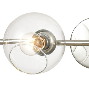 Atlas Claro 4-Light Vanity Fixture - Modern Clear Glass Spheres for Bright Bathroom Illumination Polished Chrome 36'' WL11259-CH