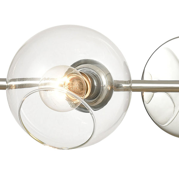 Atlas Claro 4-Light Vanity Fixture - Modern Clear Glass Spheres for Bright Bathroom Illumination Polished Chrome 36'' WL11259-CH