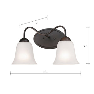 Atlas Conway 15'' Wide 2-Light Vanity Fixture - Elegant Traditional Design with Curved Glass Shades Oil Rubbed Bronze WL11261-BZ