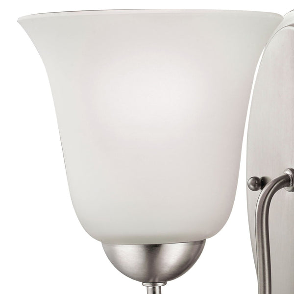 Atlas Conway 15'' Wide 2-Light Vanity Fixture - Elegant Traditional Design with Curved Glass Shades Brushed Nickel WL11263-NK
