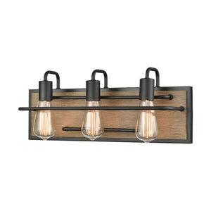 Atlas Copley 3-Light Vanity Light Fixture - Stylish Industrial Design with Aspen-Finished Backplate Matte Black 20'' WL11264-BK