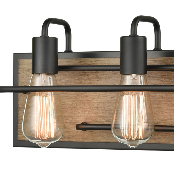 Atlas Copley 3-Light Vanity Light Fixture - Stylish Industrial Design with Aspen-Finished Backplate Matte Black 20'' WL11264-BK