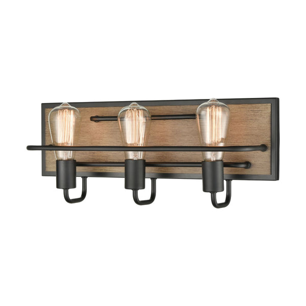Atlas Copley 3-Light Vanity Light Fixture - Stylish Industrial Design with Aspen-Finished Backplate Matte Black 20'' WL11264-BK