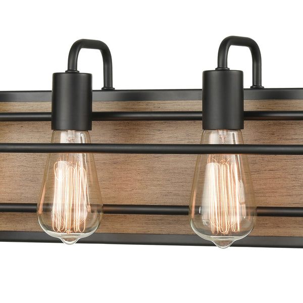 Atlas Copley 3-Light Vanity Light Fixture - Stylish Industrial Design with Aspen-Finished Backplate Matte Black 27'' WL11265-BK