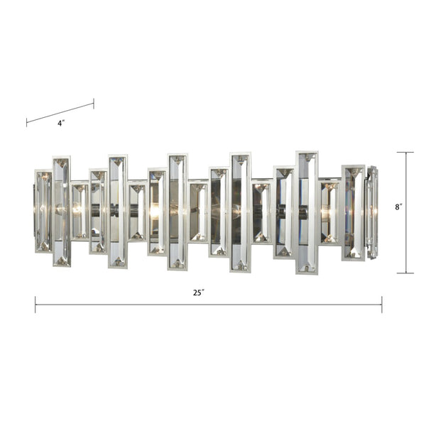 Atlas Crystal Heights 25'' Wide 4-Light Vanity Light - Modern Polished Chrome with Striking Crystal Design WL11268-CH