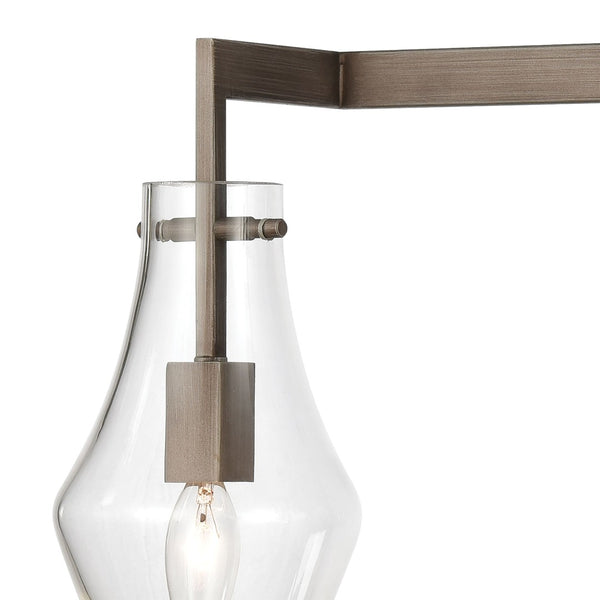Atlas Culmination 3-Light Vanity Light Fixture with Clear Glass Shades for Modern Bathroom Elegance Weathered Zinc 26'' WL11269-GY