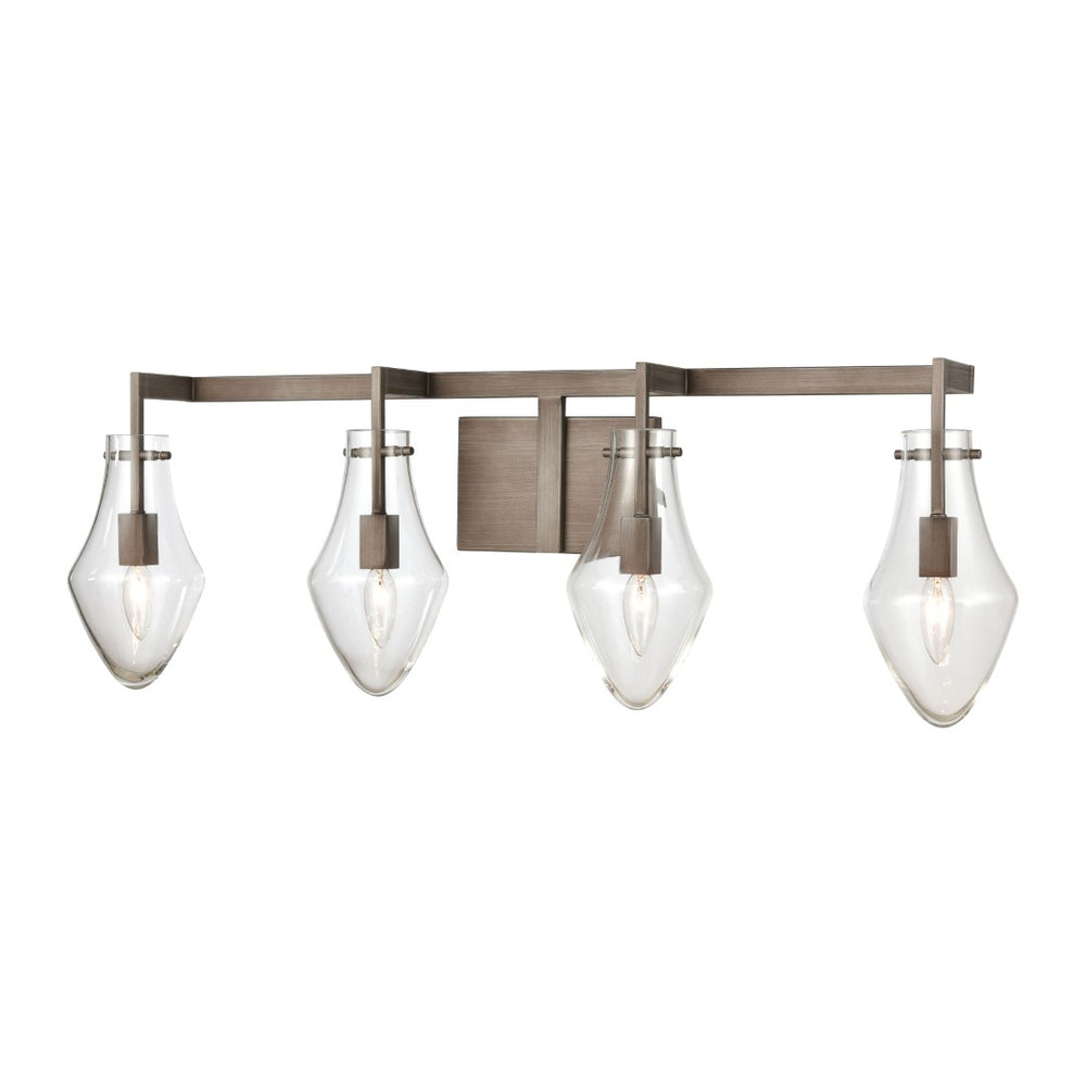 Atlas Culmination 3-Light Vanity Light Fixture with Clear Glass Shades for Modern Bathroom Elegance Weathered Zinc 36'' WL11270-GY