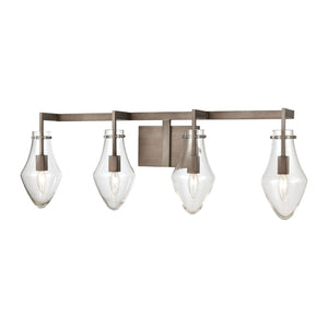 Atlas Culmination 3-Light Vanity Light Fixture with Clear Glass Shades for Modern Bathroom Elegance Weathered Zinc 36'' WL11270-GY
