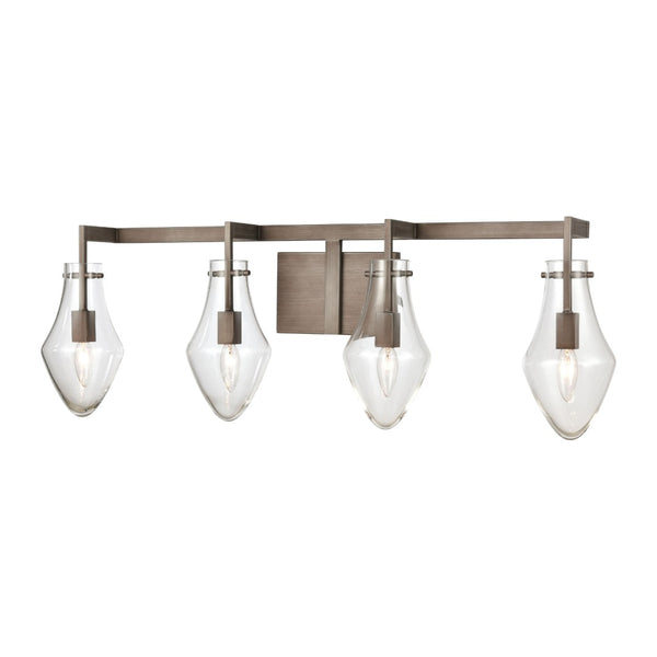 Atlas Culmination 3-Light Vanity Light Fixture with Clear Glass Shades for Modern Bathroom Elegance Weathered Zinc 36'' WL11270-GY