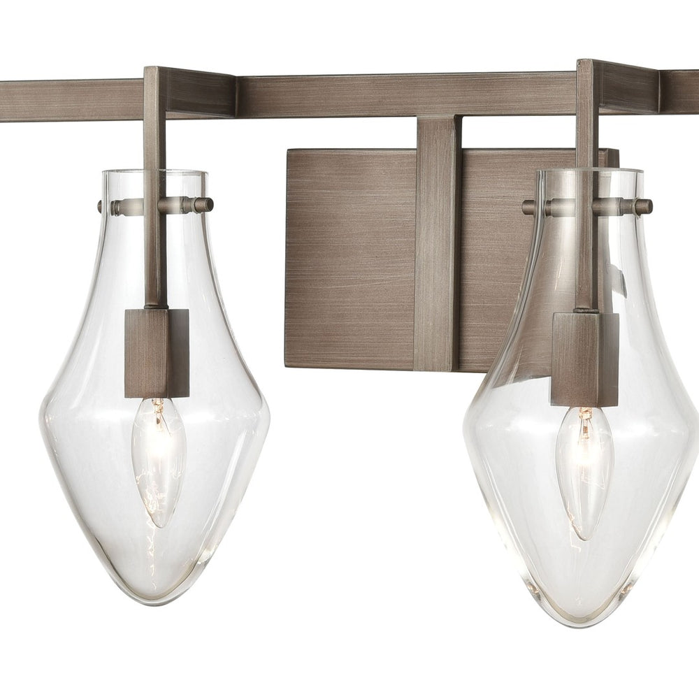 Atlas Culmination 3-Light Vanity Light Fixture with Clear Glass Shades for Modern Bathroom Elegance Weathered Zinc 36'' WL11270-GY