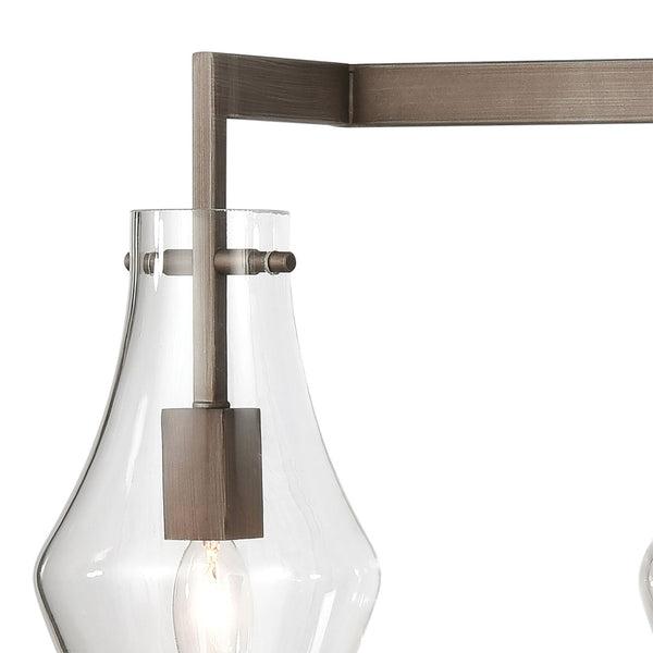 Atlas Culmination 3-Light Vanity Light Fixture with Clear Glass Shades for Modern Bathroom Elegance Weathered Zinc 36'' WL11270-GY