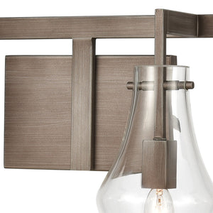 Atlas Culmination 3-Light Vanity Light Fixture with Clear Glass Shades for Modern Bathroom Elegance Weathered Zinc 36'' WL11270-GY