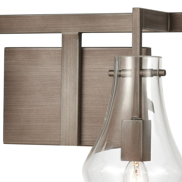 Atlas Culmination 3-Light Vanity Light Fixture with Clear Glass Shades for Modern Bathroom Elegance Weathered Zinc 36'' WL11270-GY