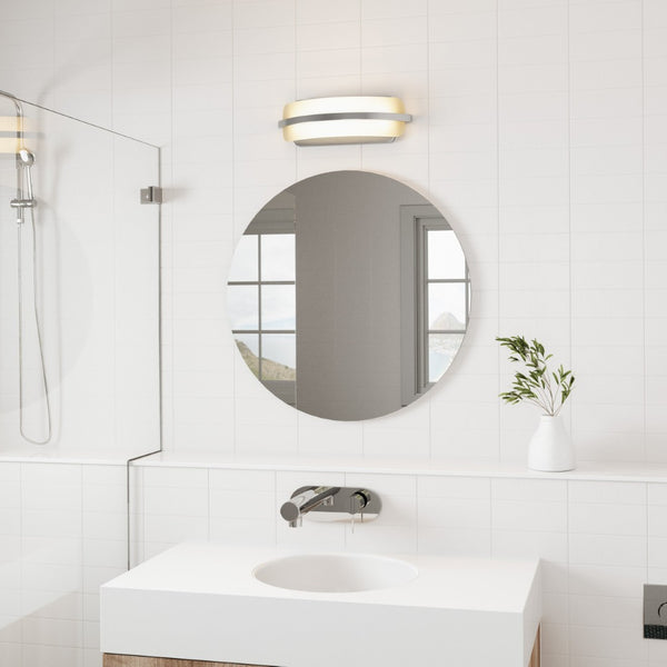 Atlas Curvato LED Vanity Light Fixture – Modern Design with Soft Illumination for Elegant Bathrooms and Dressing Areas Polished Chrome 16'' WL11271-CH