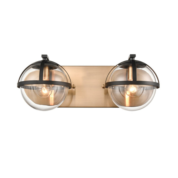 Atlas Davenay 2-Light Vanity Light Fixture – Midcentury Modern Design for Stylish Bathroom Illumination Satin Brass 16'' WL11274-BS