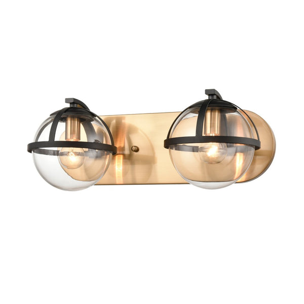 Atlas Davenay 2-Light Vanity Light Fixture – Midcentury Modern Design for Stylish Bathroom Illumination Satin Brass 16'' WL11274-BS