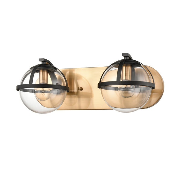 Atlas Davenay 2-Light Vanity Light Fixture – Midcentury Modern Design for Stylish Bathroom Illumination Satin Brass 16'' WL11274-BS