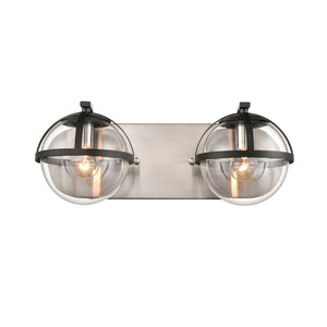 Atlas Davenay 2-Light Vanity Light Fixture – Midcentury Modern Design for Stylish Bathroom Illumination Satin Nickel 16'' WL11274-NK