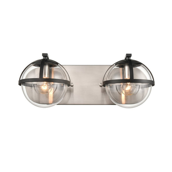 Atlas Davenay 2-Light Vanity Light Fixture – Midcentury Modern Design for Stylish Bathroom Illumination Satin Nickel 16'' WL11274-NK
